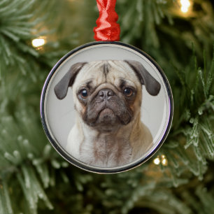 Pug Portrait Metal Ornament
