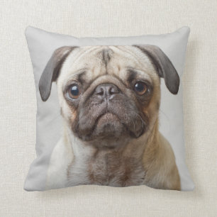 Pug Portrait Throw Pillow