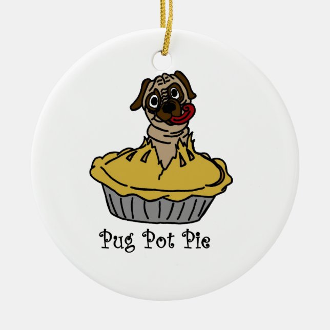 Pug Pot Pie Ceramic Ornament (Front)