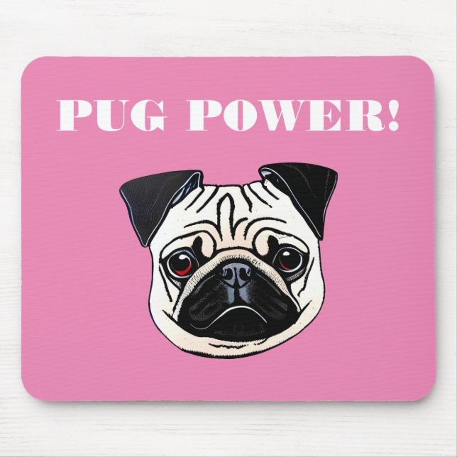 Pug Power Mouse Pad (Front)