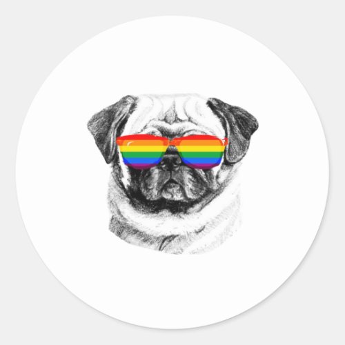 Pug Pride Sunglasses Classic Round Sticker