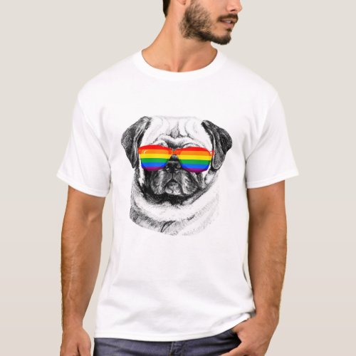 Pug Pride Sunglasses T_Shirt