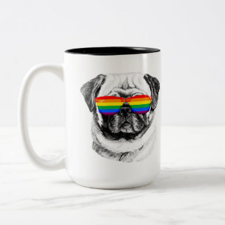 Pug Pride Sunglasses Two-Tone Coffee Mug