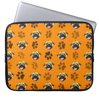 Pug Print Electronics Bag Orange