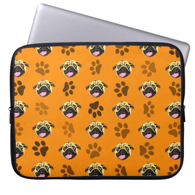 Pug Print Electronics Bag Orange (Front)