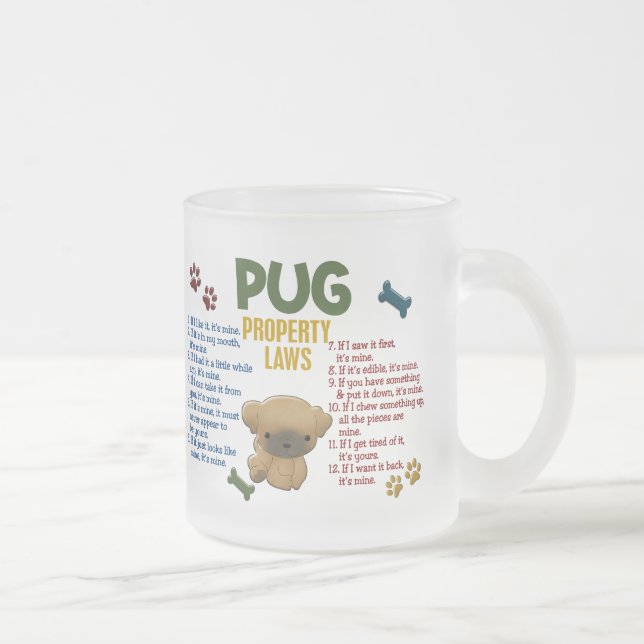 Pug Property Laws 4 Frosted Glass Coffee Mug (Right)