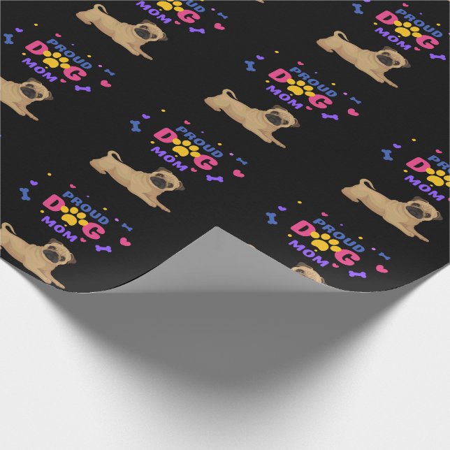 Pug Proud Dog Mom Wrapping Paper (Corner)