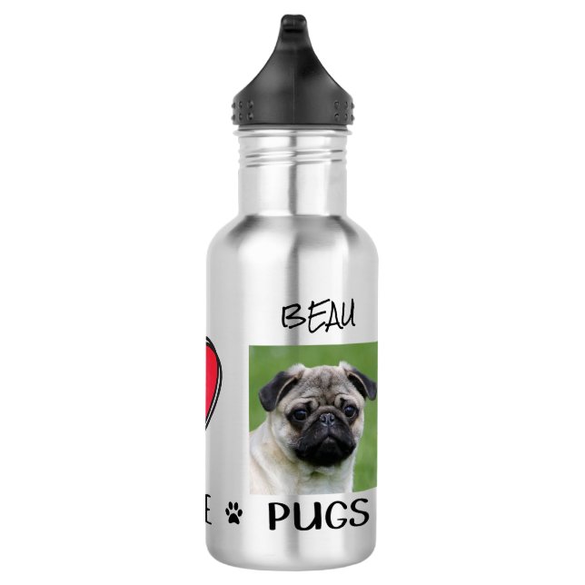 Pug Pugs Dog Lovers Stainless Steel Water Bottle (Right)