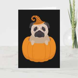 Pug & Pumpkin Halloween Card