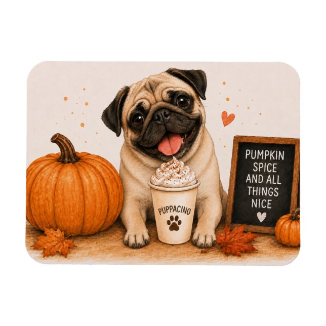 Pug Pumpkin Spice Magnet (Horizontal)