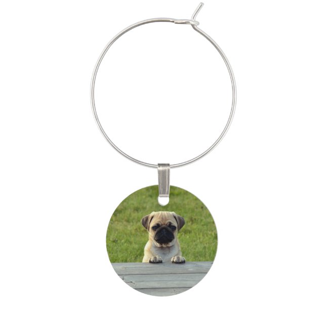 Pug Pup Wine Charm (Front)