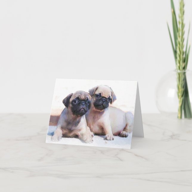 Pug puppies note card (Front)
