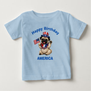 Pug Puppy (2g) Patriotic Kid T-Shirt