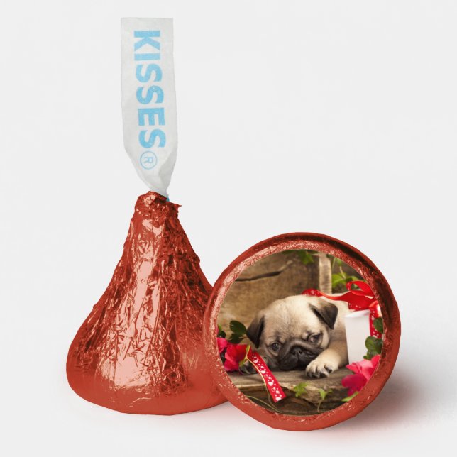 Pug Puppy and Gift  Box Hershey®'s Kisses® (Front)