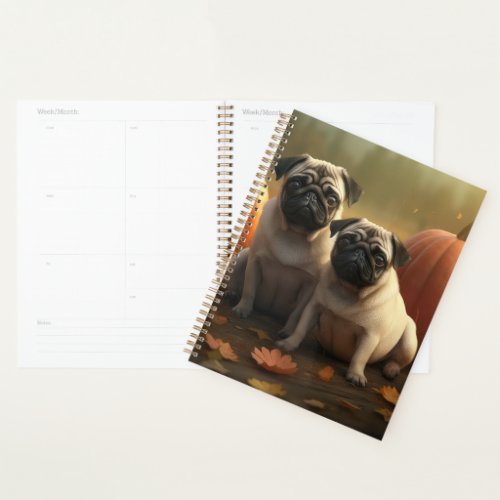 Pug Puppy Autumn Delight Pumpkin Planner