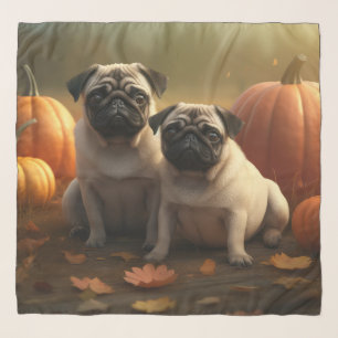 Pug Puppy Autumn Delight Pumpkin Scarf