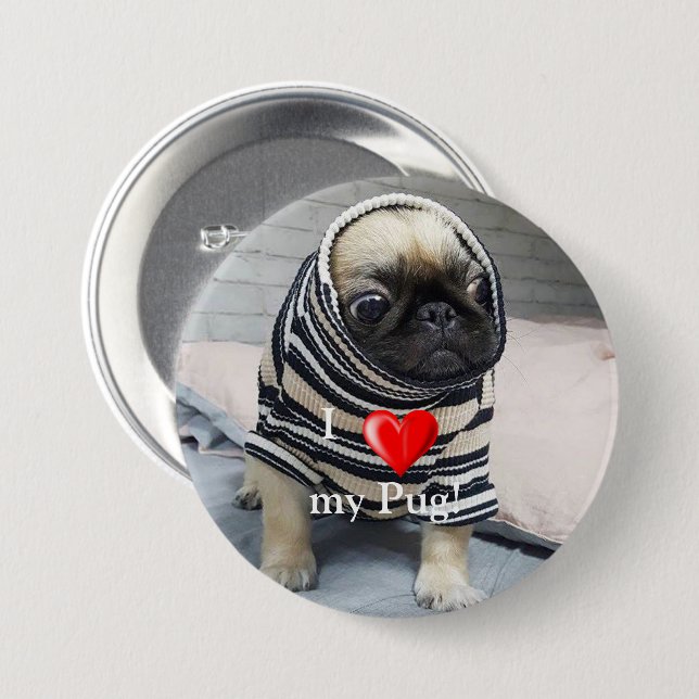 Pug Puppy Button (Front & Back)