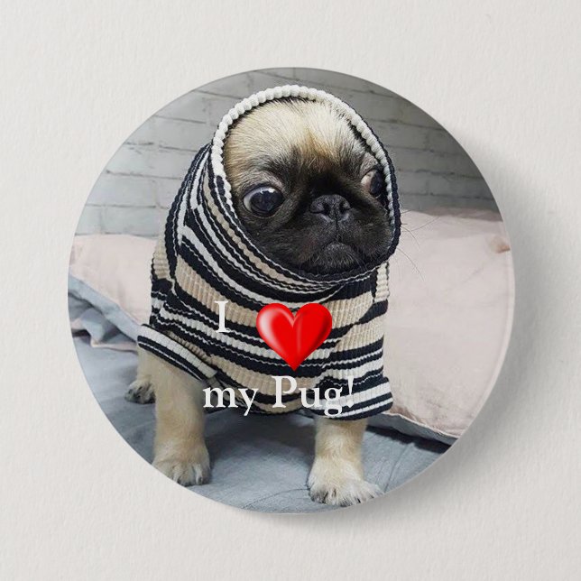 Pug Puppy Button (Front)