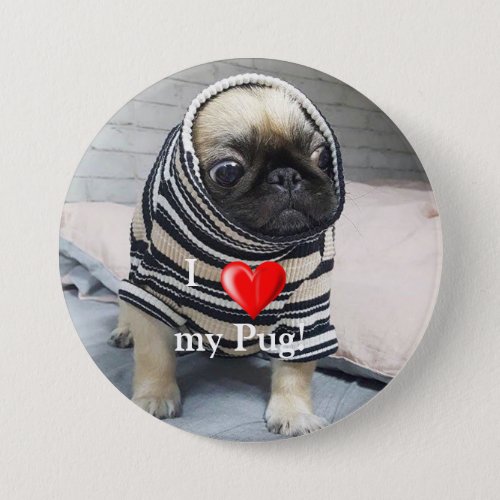 Pug Puppy Button