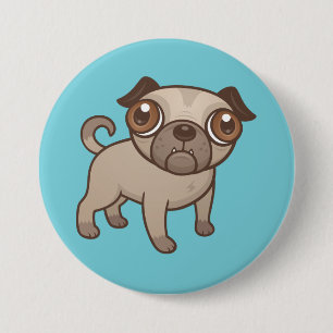 Pug Puppy Cartoon Button
