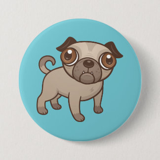 Pug Puppy Cartoon Button
