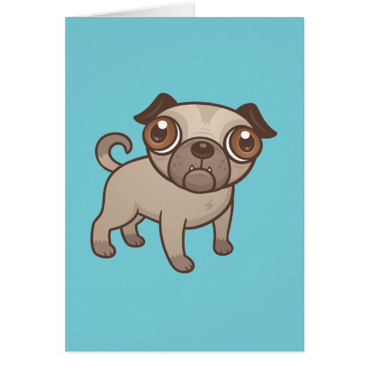 Pug Puppy Cartoon Cards (Front)