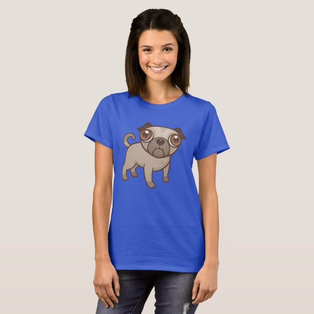Pug Puppy Cartoon T-Shirt (Front Full)