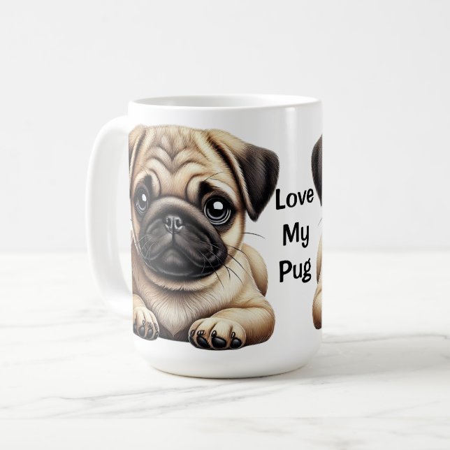 Pug Puppy Coffee Mug (Front Left)