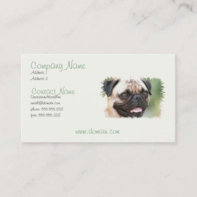 Pug Puppy Dog Business Card (Front)