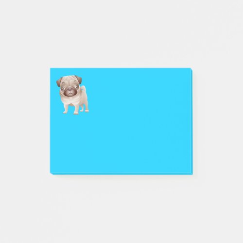 Pug Puppy Dog Cartoon Graphic Blue Notes