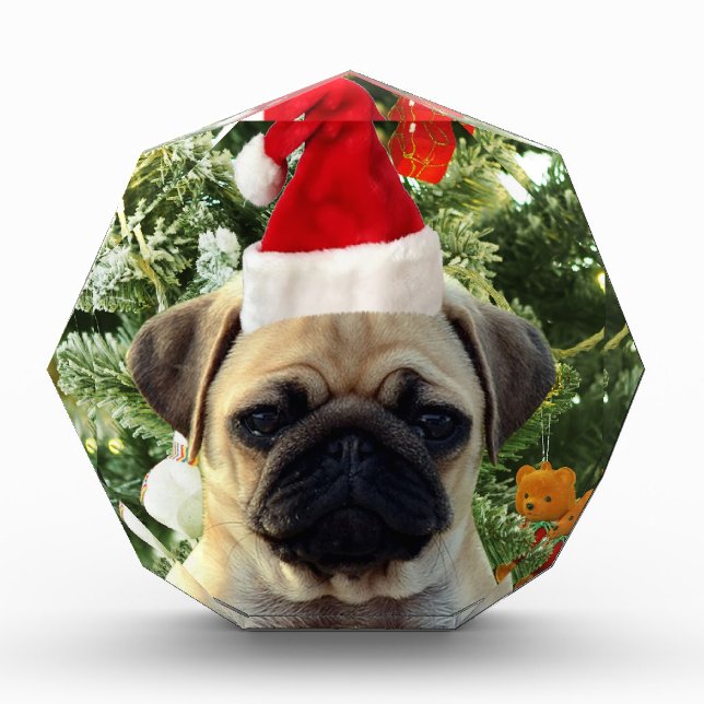 Pug Puppy Dog Christmas Tree Ornaments Snowman Award (Front)