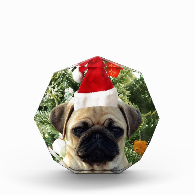 Pug Puppy Dog Christmas Tree Ornaments Snowman Award (Front)