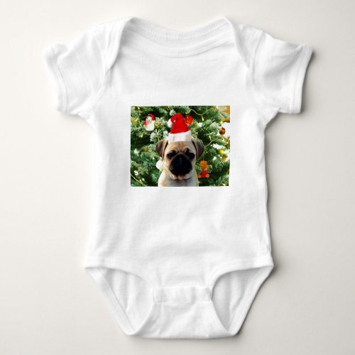 Pug Puppy Dog Christmas Tree Ornaments Snowman Baby Bodysuit