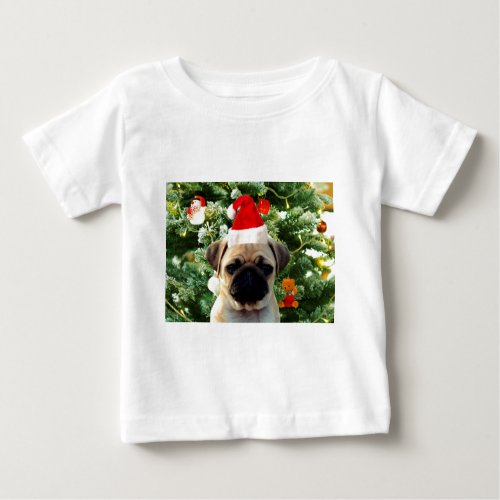 Pug Puppy Dog Christmas Tree Ornaments Snowman Baby T_Shirt