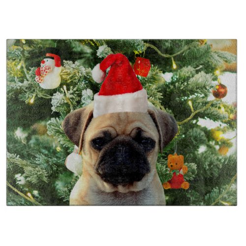 Pug Puppy Dog Christmas Tree Ornaments Snowman Cutting Board