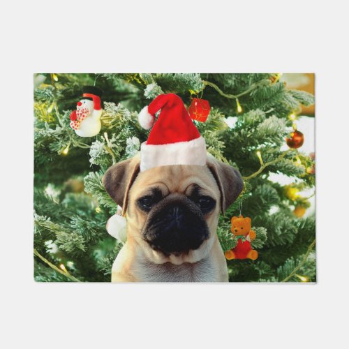 Pug Puppy Dog Christmas Tree Ornaments Snowman Doormat