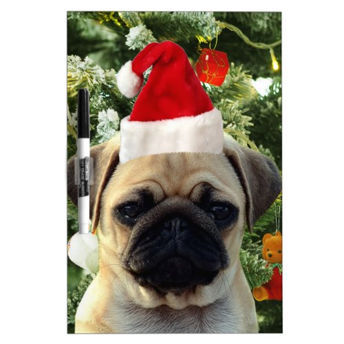 Pug Puppy Dog Christmas Tree Ornaments Snowman Dry_Erase Board