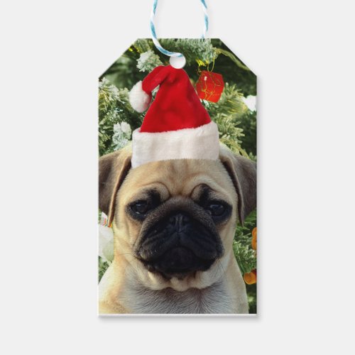 Pug Puppy Dog Christmas Tree Ornaments Snowman Gift Tags