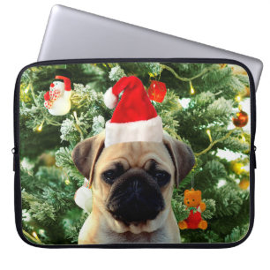 Pug Puppy Dog Christmas Tree Ornaments Snowman Laptop Sleeve