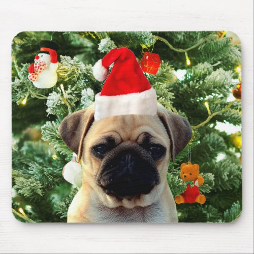 Pug Puppy Dog Christmas Tree Ornaments Snowman Mouse Pad