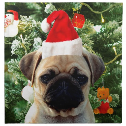 Pug Puppy Dog Christmas Tree Ornaments Snowman Napkin