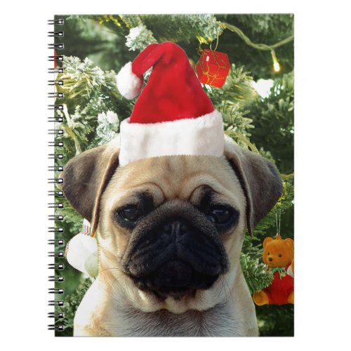 Pug Puppy Dog Christmas Tree Ornaments Snowman Notebook