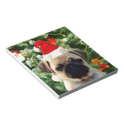 Pug Puppy Dog Christmas Tree Ornaments Snowman Notepad | Zazzle