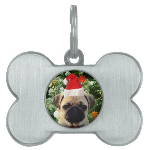 Pug Puppy Dog Christmas Tree Ornaments Snowman Pet ID Tag