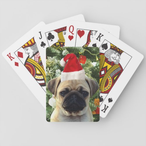 Pug Puppy Dog Christmas Tree Ornaments Snowman Playing Cards