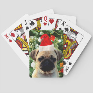 Pug Puppy Dog Christmas Tree Ornaments Snowman Poker Cards