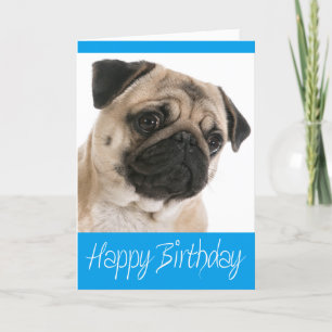 Pug Puppy Dog Happy Birthday Card - Verse inside