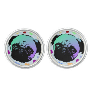 Pug Puppy Dog Love Hearts Cufflinks