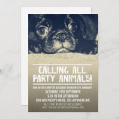 Pug Puppy Dog Party Invite [Full Bleed Photo] (Front/Back)