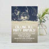 Pug Puppy Dog Party Invite [Full Bleed Photo] (Standing Front)